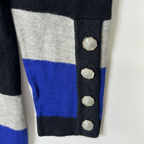 TWELVE BY TWELVE WOMEN’S NAVY GRAY BUTTON DOWN  CARDIGAN SWEATER SZ S/P - Picture 6 of 7